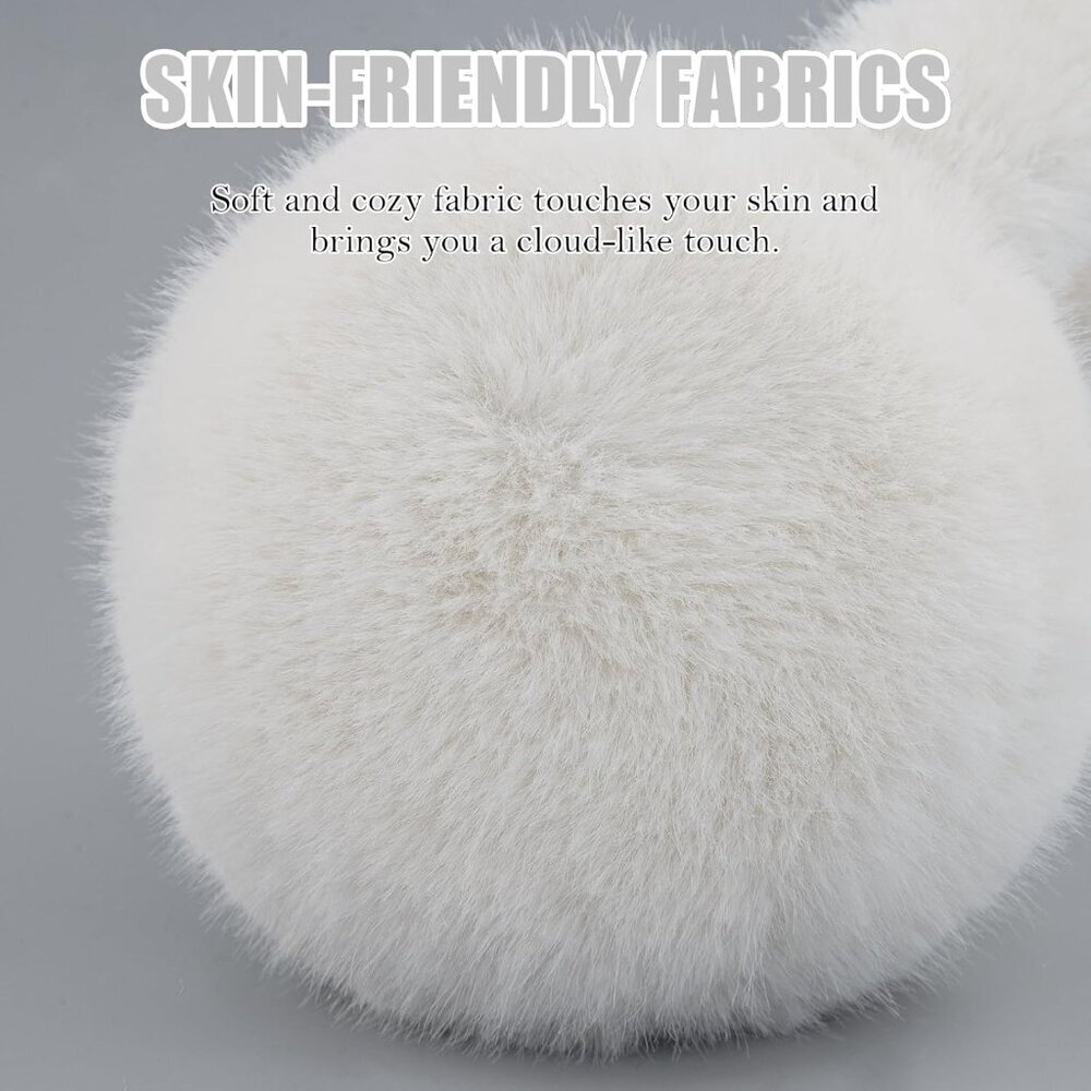 Winter Ear Muffs for Women Girls Faux Fur Cute White Earmuffs Fluffy Ear Warmers - Picture 4 of 6